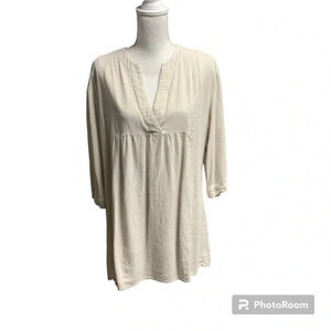 Marissa Olivia beige tunic dress deep frontV guessing a size large no tag